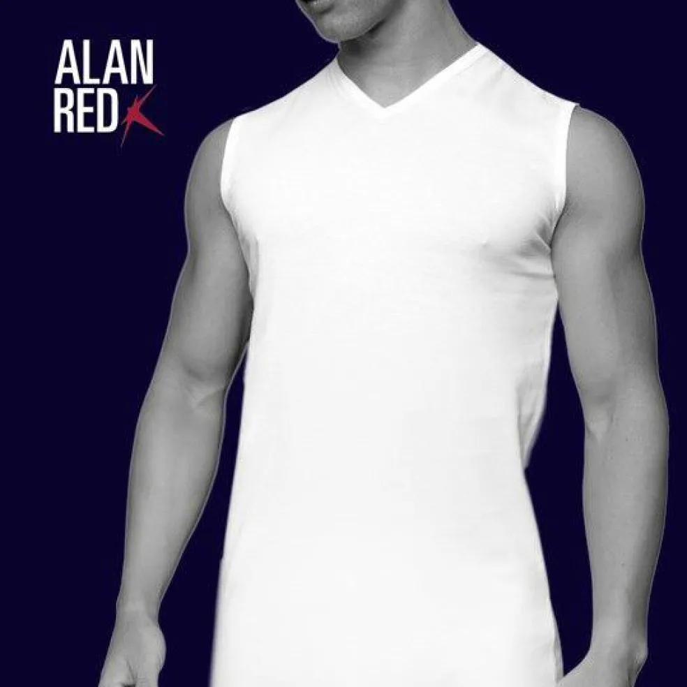 ALAN RED singlets Minto (2-pack), V-hals, wit