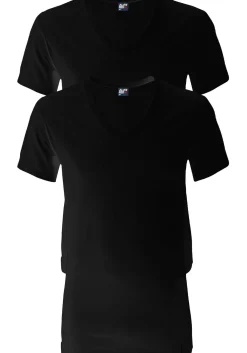 ALAN RED T-shirts Dean (2-pack), diepe V-hals, zwart