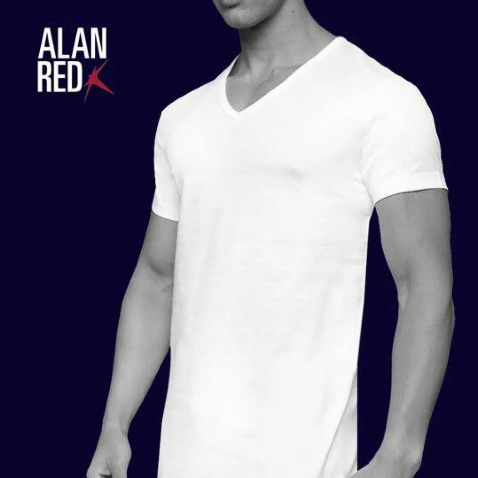 ALAN RED T-shirts Dean (2-pack), diepe V-hals, zwart