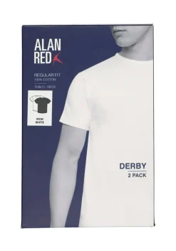 ALAN RED T-shirts Derby (2-pack), O-hals, wit en antraciet grijs