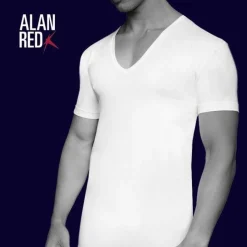 ALAN RED T-shirts no neck (2-pack), diepe V-hals, wit