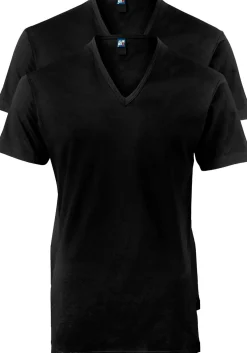 ALAN RED T-shirts no neck (2-pack), diepe V-hals, zwart