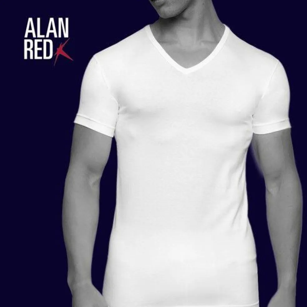 ALAN RED T-shirts Oklahoma (2-pack), V-hals stretch, wit