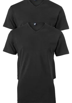 ALAN RED T-shirts Vermont extra lang (2-pack), V-hals, zwart