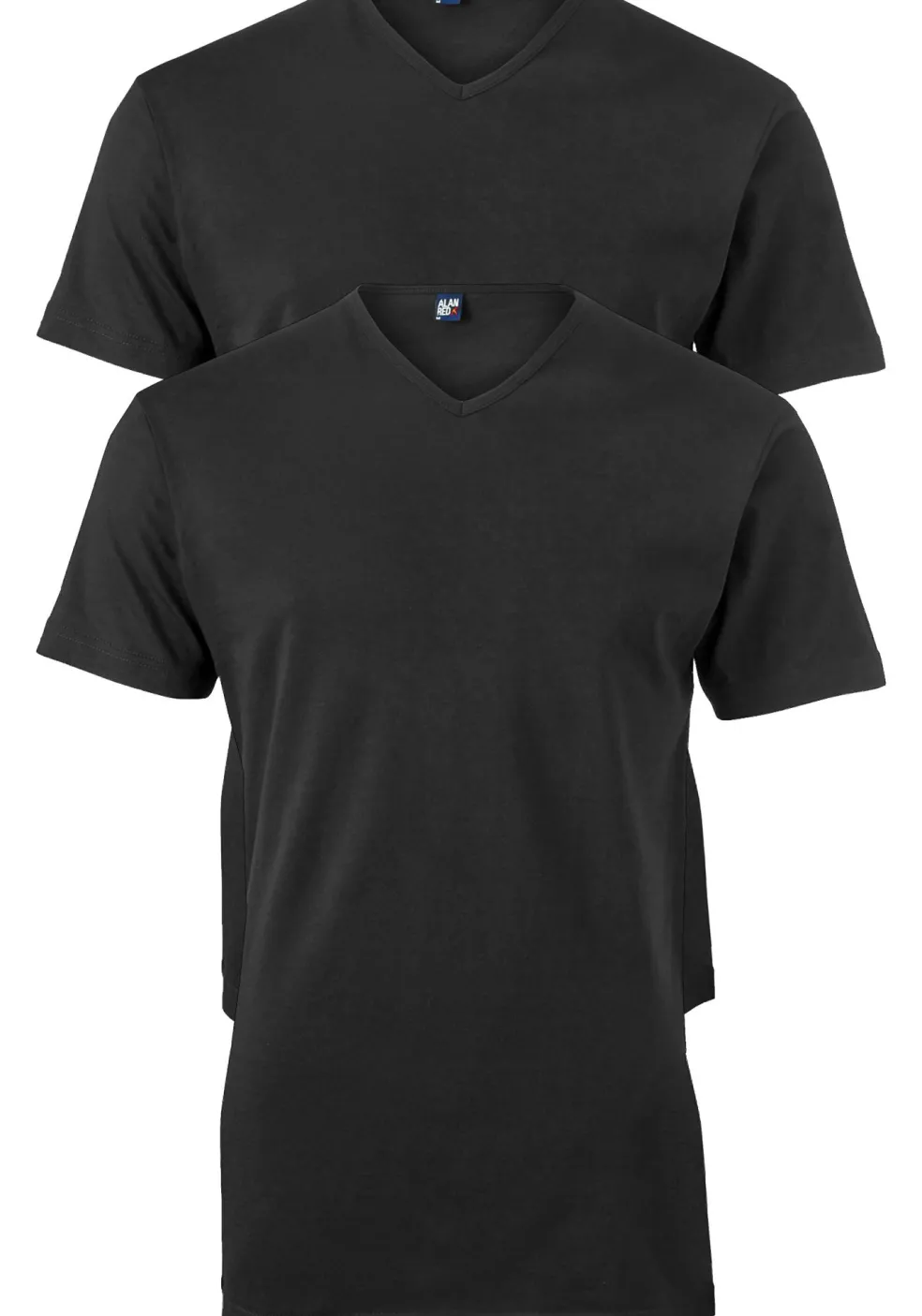 ALAN RED T-shirts Vermont extra lang (2-pack), V-hals, zwart