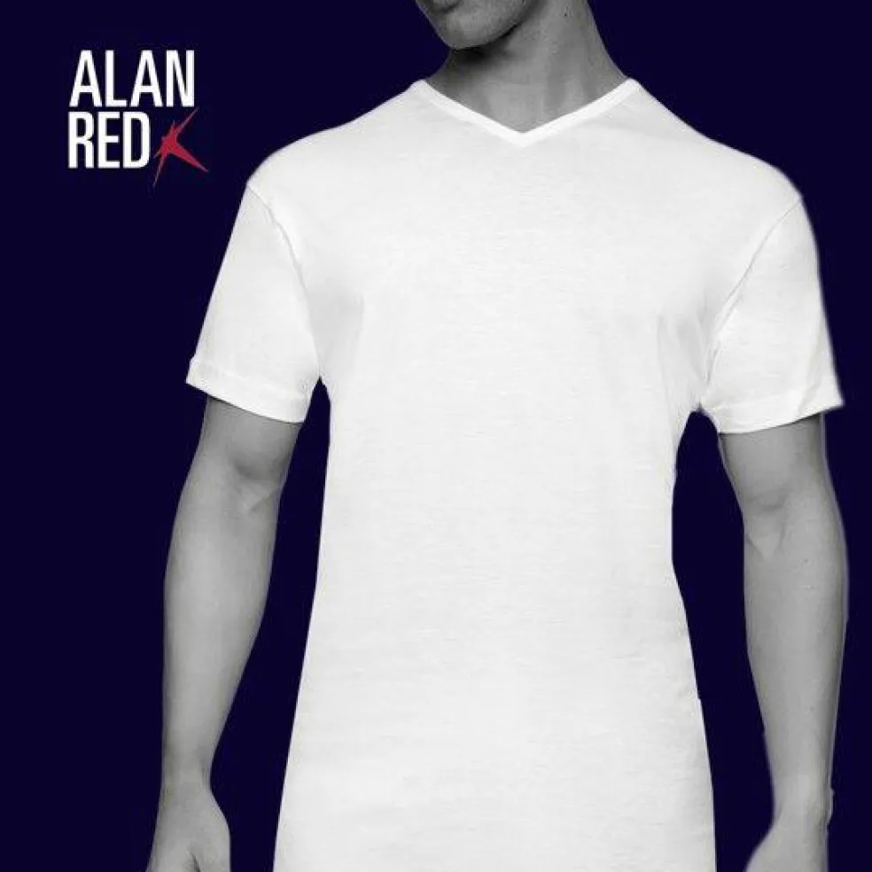 ALAN RED T-shirts Vermont extra lang (2-pack), V-hals, zwart