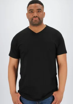 ALAN RED T-shirts Vermont extra lang (2-pack), V-hals, zwart