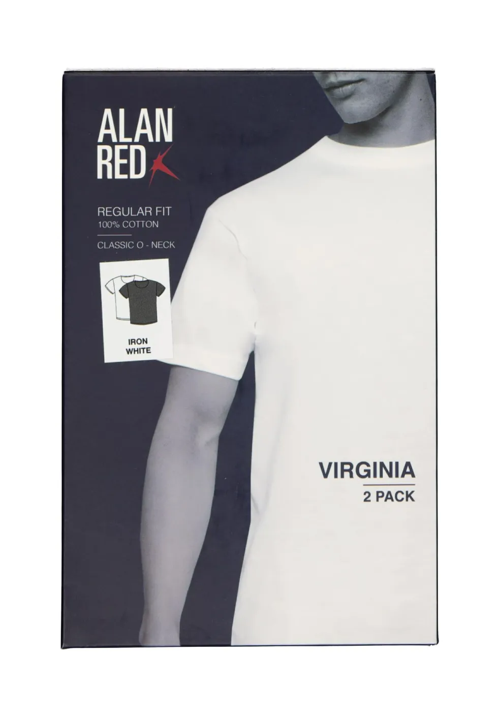 ALAN RED T-shirts Virginia (2-pack), O-hals, wit en antraciet grijs