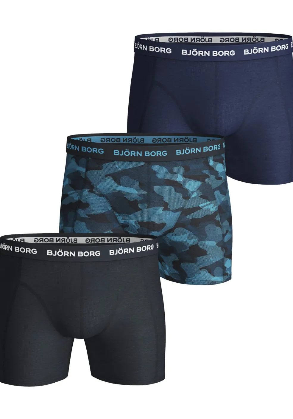 Bjorn Borg boxershorts Essential (3-pack), heren boxers normale lengte, blauw Total Eclipse