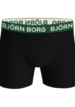Bjorn Borg Cotton Stretch boxers, heren boxers normale lengte (3-pack), groen, zwart en groen met print