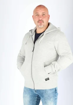 Bjorn Borg hoodie jacket, heren sweatvest dik, lichtgrijs melange