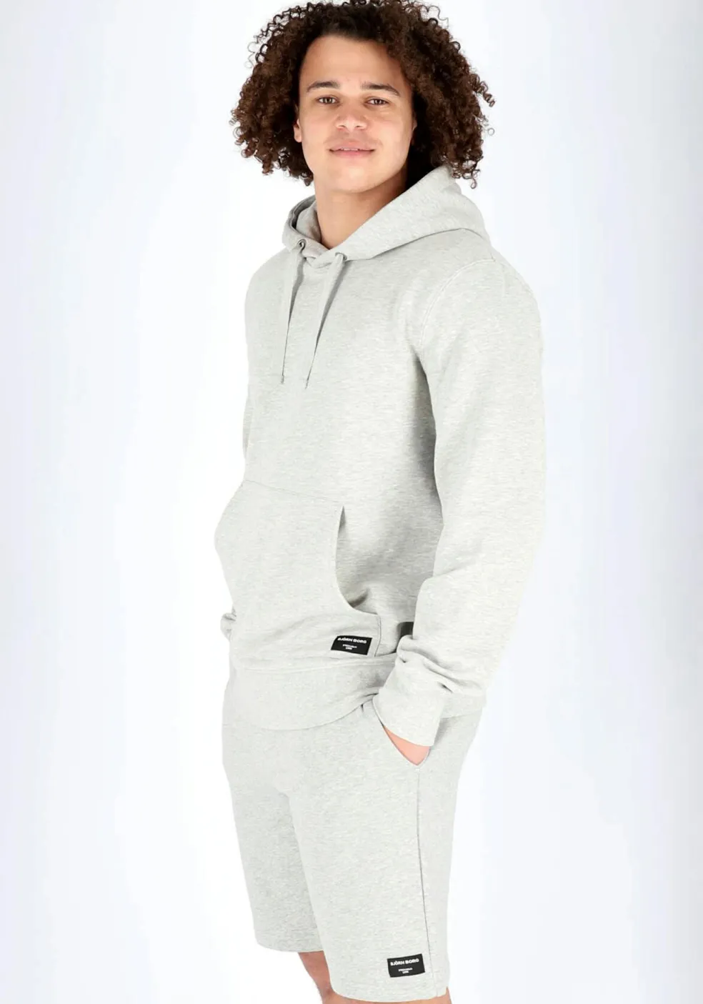 Bjorn Borg hoodie sweatshirt, heren trui met capuchon dik, lichtgrijs melange