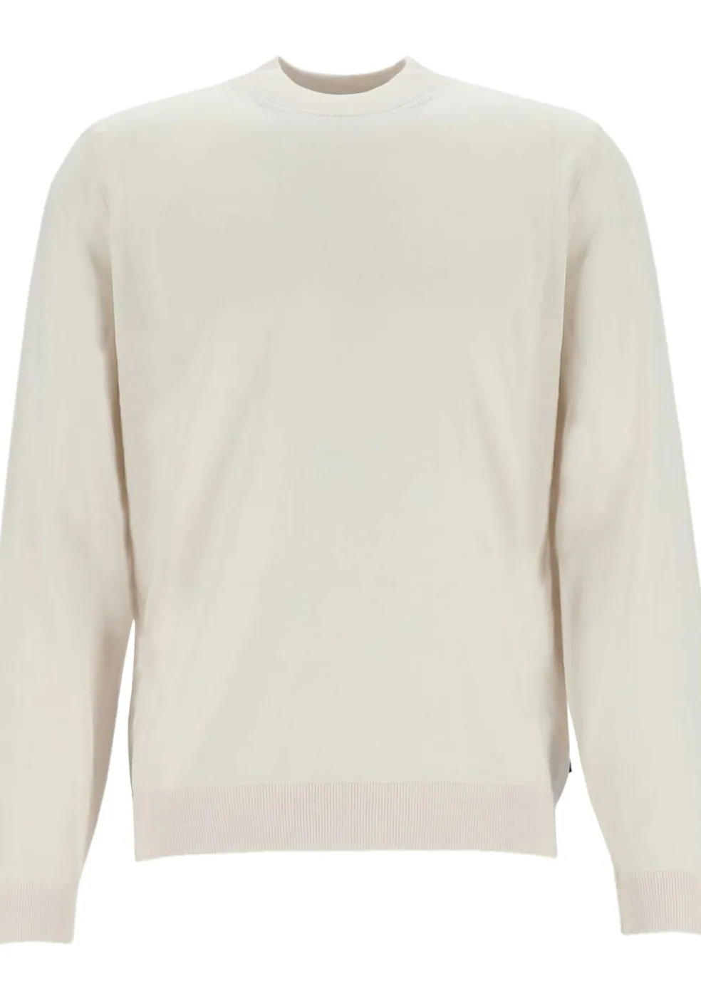 BOSS Bjarno regular fit trui wol, heren trui middeldik O-hals, wit