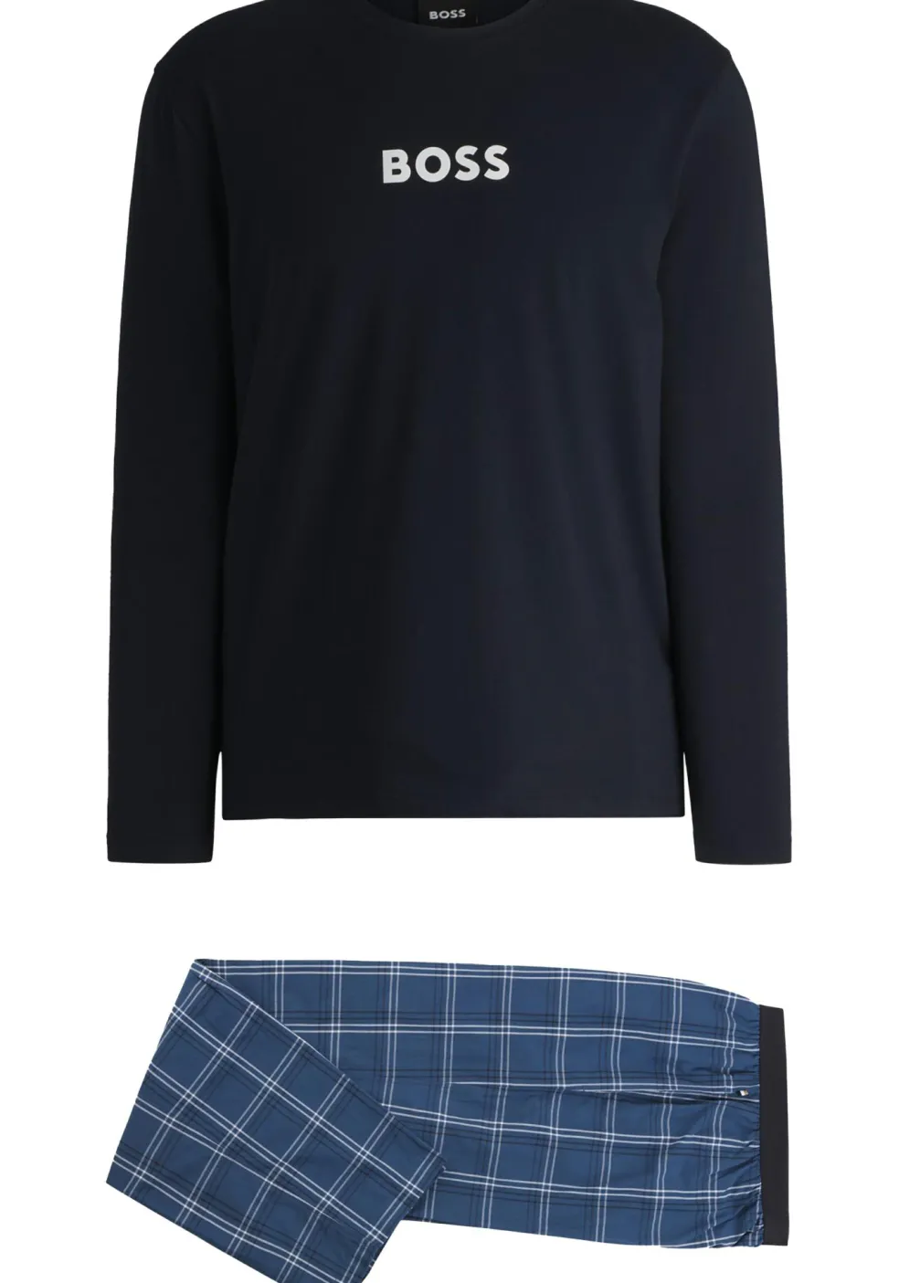 BOSS Easy Long Set, heren pyjama set, middenblauw