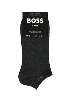 BOSS enkelsokken (2-pack), heren sneaker sokken katoen, antraciet grijs