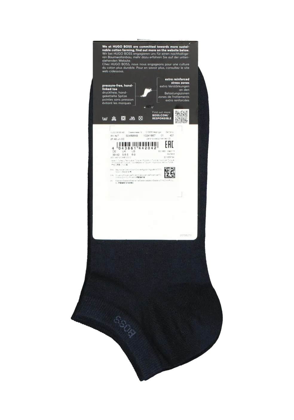 BOSS enkelsokken (2-pack), heren sneaker sokken katoen, donkerblauw