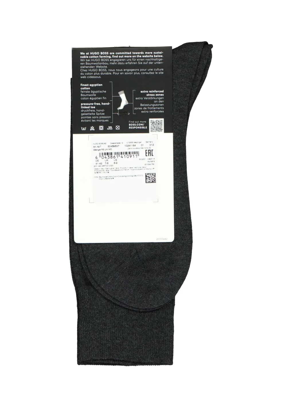 BOSS George uni (1-pack), herensokken katoen, antraciet grijs