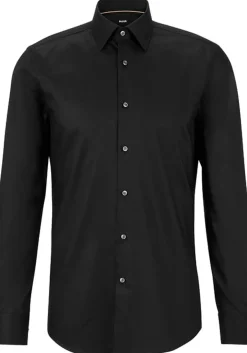 BOSS Hank slim fit overhemd, popeline, zwart