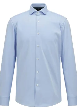 BOSS Hank slim fit overhemd, structuur, blauw