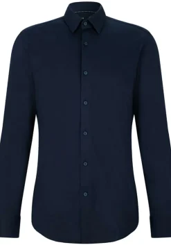 BOSS Hank-s slim fit overhemd, tricot, blauw
