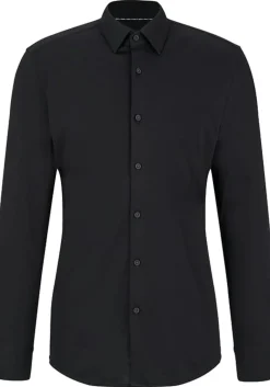 BOSS Hank-s slim fit overhemd, tricot, zwart