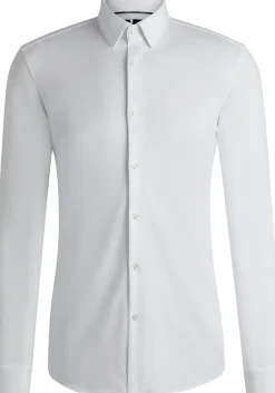 BOSS Hank-s slim fit overhemd, tricot, wit