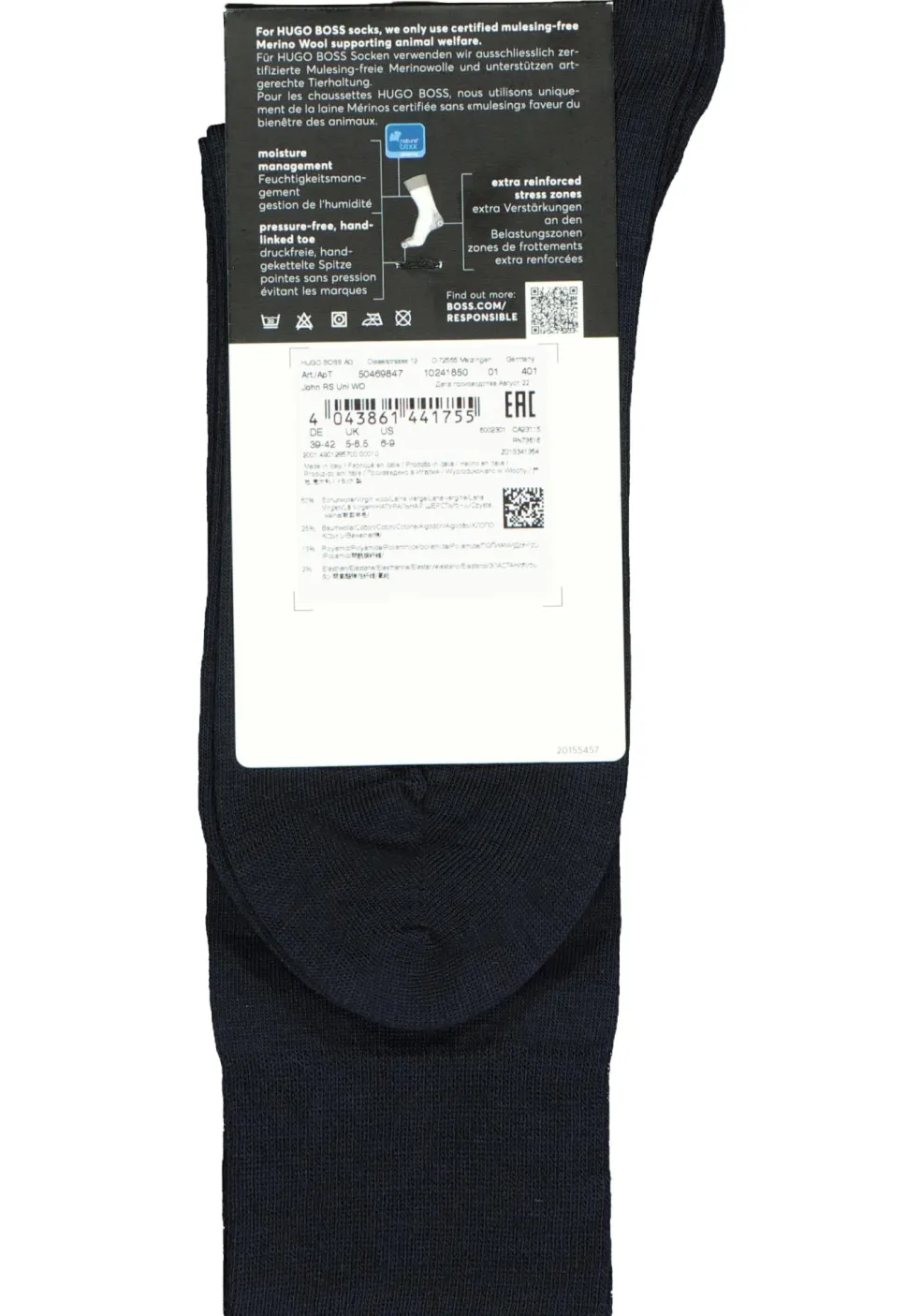BOSS John uni (1-pack), herensokken wol met katoen, donkerblauw