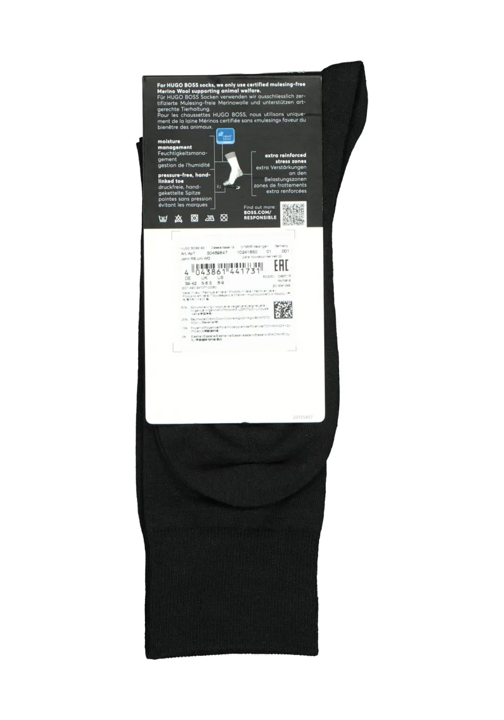 BOSS John uni (1-pack), herensokken wol met katoen, zwart