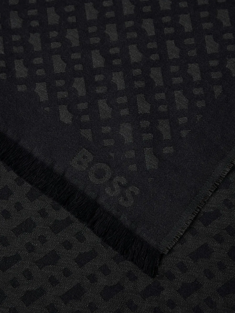 BOSS Ledonio sjaal katoen met wolmengsel, heren sjaal gewoven, zwart