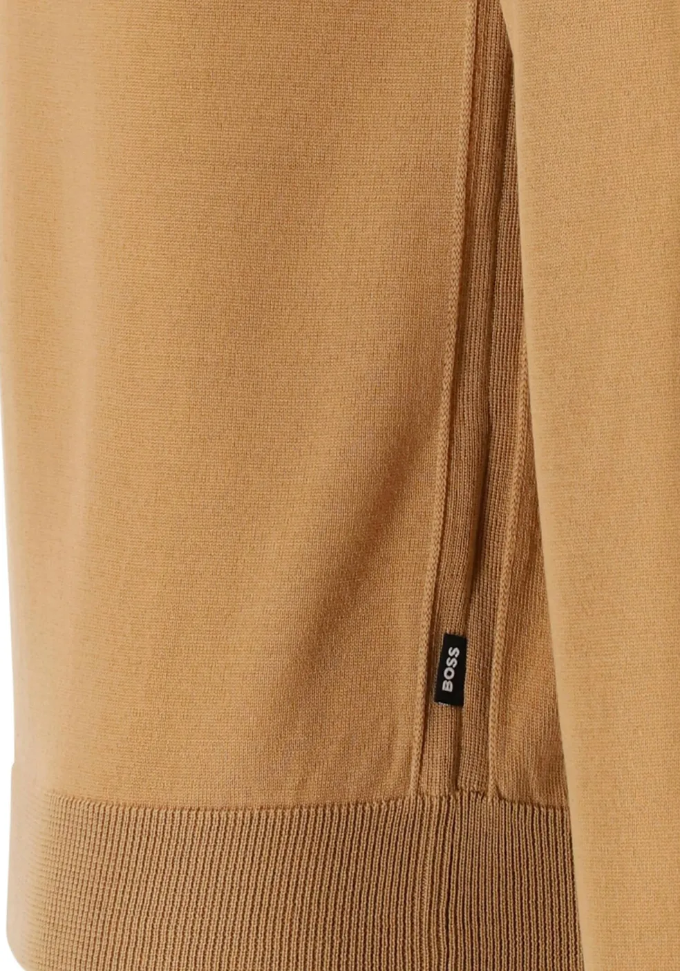 BOSS Leno heren trui wol, slim fit met O-hals, camel bruin