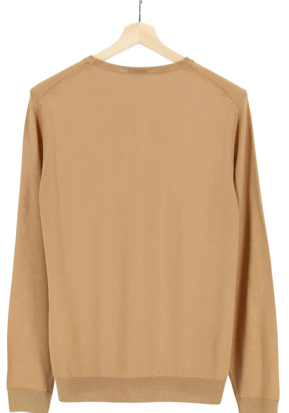 BOSS Leno heren trui wol, slim fit met O-hals, camel bruin