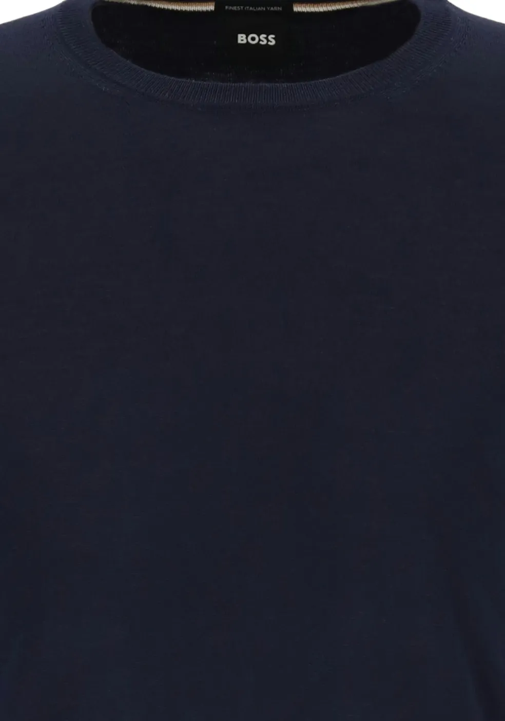 BOSS Leno heren trui wol, slim fit met O-hals, donkerblauw