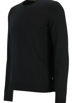 BOSS Leno heren trui wol, slim fit met O-hals, zwart