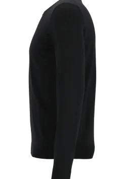 BOSS Leno heren trui wol, slim fit met O-hals, zwart