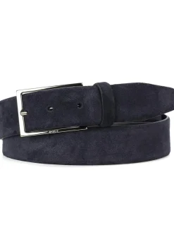BOSS leren heren riem, donkerblauw