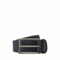 BOSS leren heren riem, donkerblauw