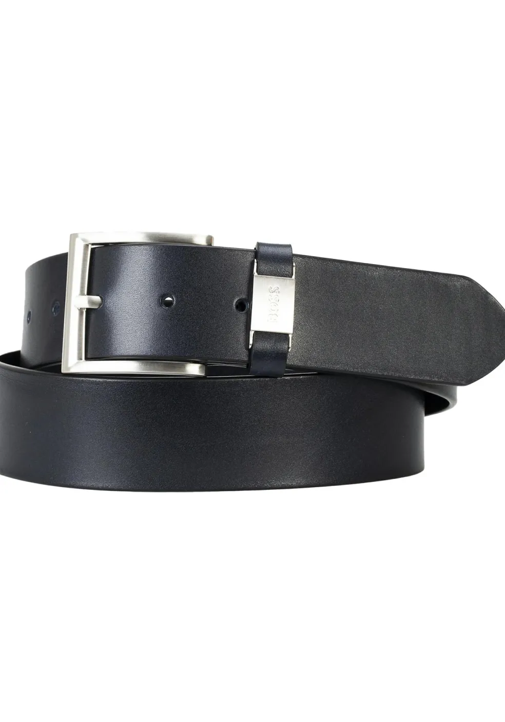 BOSS leren heren riem, donkerblauw