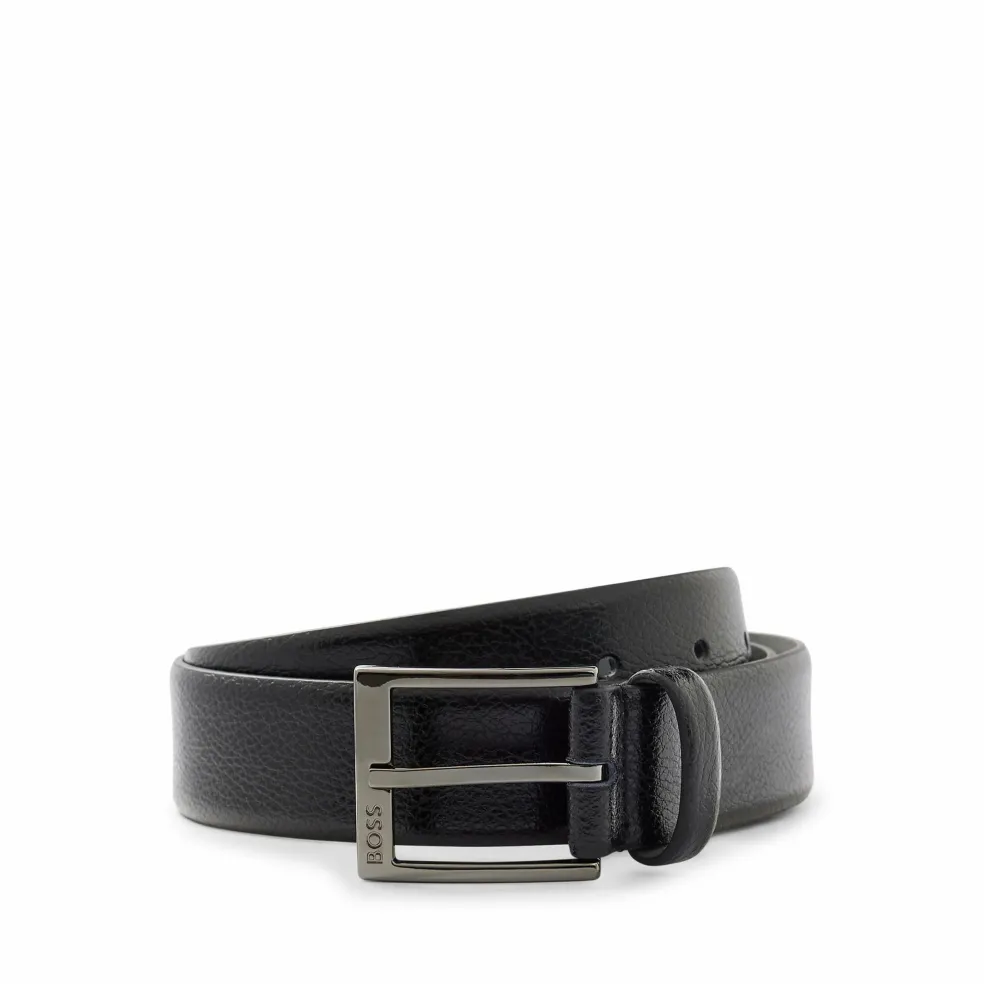 BOSS leren heren riem, zwart