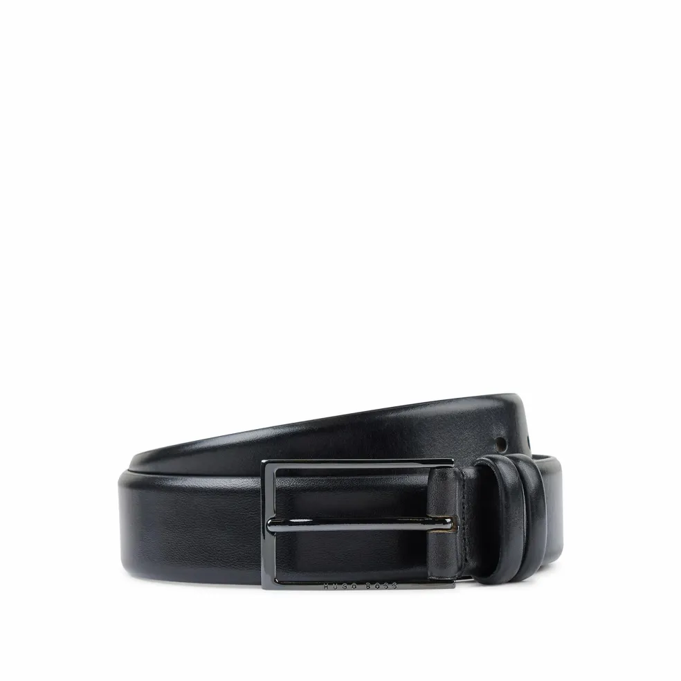 BOSS leren heren riem, zwart