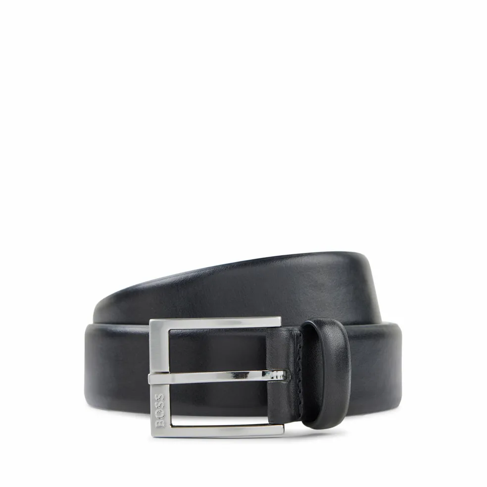 BOSS leren heren riem, zwart