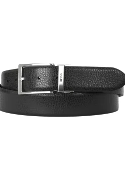 BOSS leren heren riem, zwart