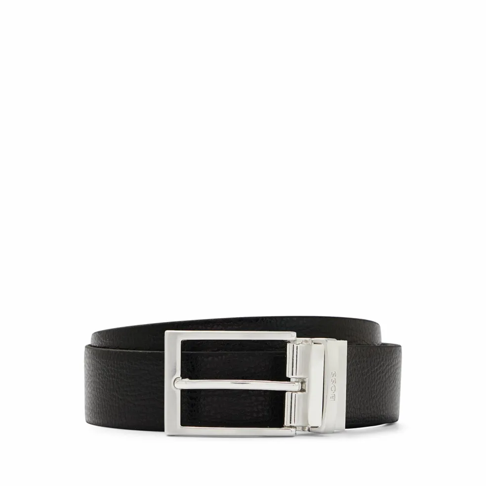 BOSS leren heren riem, zwart