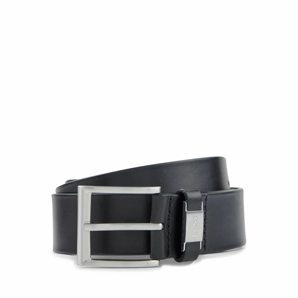 BOSS leren heren riem, zwart