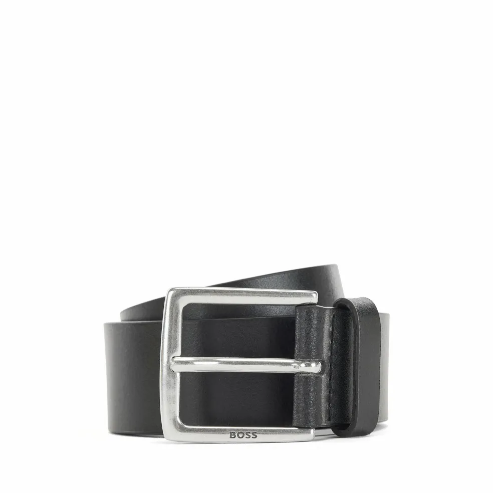 BOSS leren heren riem, zwart