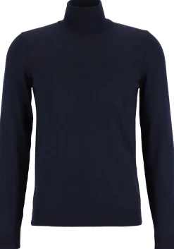 BOSS Musso, heren trui wol, slim fit coltrui, donkerblauw