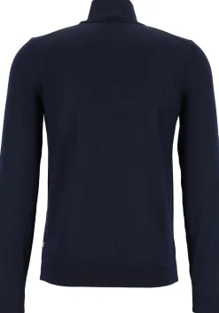 BOSS Musso, heren trui wol, slim fit coltrui, donkerblauw