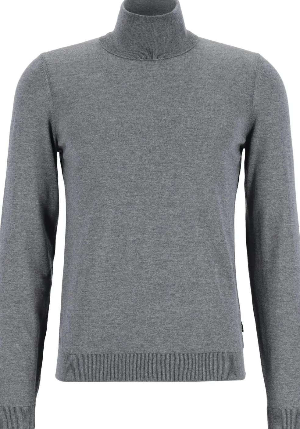 BOSS Musso, heren trui wol, slim fit coltrui, grijs