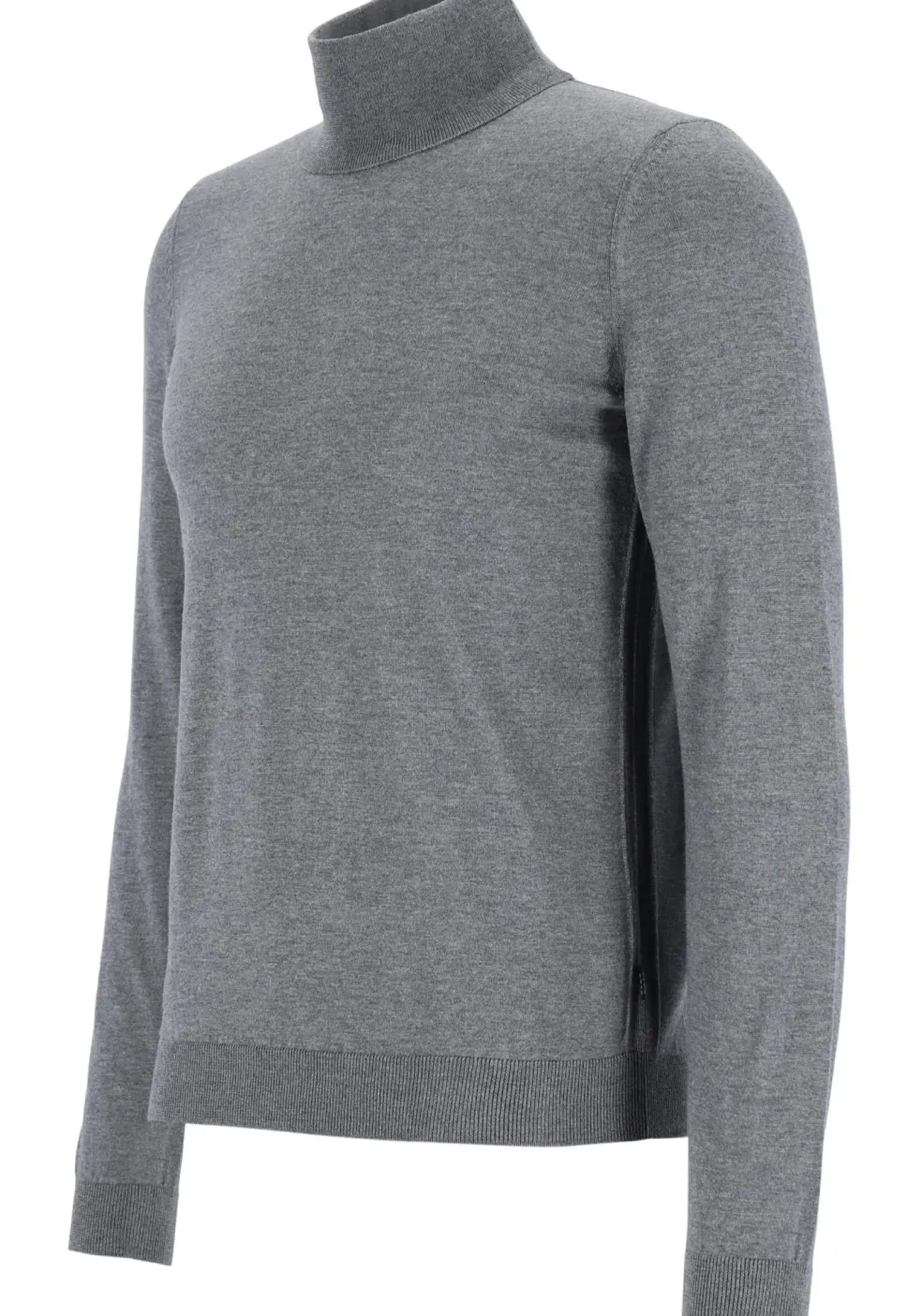 BOSS Musso, heren trui wol, slim fit coltrui, grijs