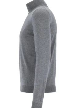 BOSS Musso, heren trui wol, slim fit coltrui, grijs