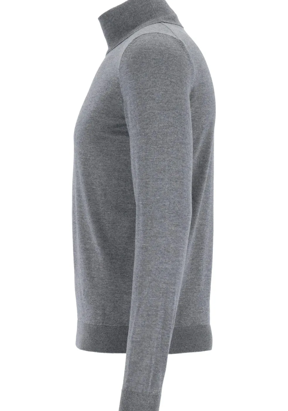 BOSS Musso, heren trui wol, slim fit coltrui, grijs